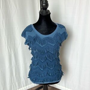 Anthropologie Yellow Bird Fringe Sweater Vest